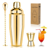 Mawisek 750ml cocktail shaker in gold finish for stylish mixing.