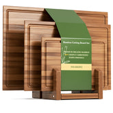 Maxboro bamboo cutting board set with stand for organized prep and stylish serving.