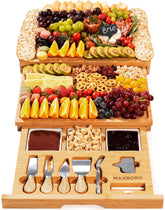 Maxboro extra-large charcuterie board top view for entertaining up to 12 guests