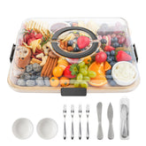 Maxboro charcuterie board with lid and handle for travel-ready entertaining.