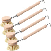 Maxdot 4-piece wood dish brush with beechwood handle for thorough kitchen cleaning.