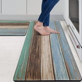 MAYHMYO Teal farmhouse anti-fatigue mat front view showing a comfortable standing surface.