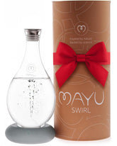 Mayu Swirl glass carafe front view for elegant hydration and structured water