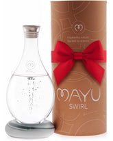 Mayu Swirl pitcher with 1.5L glass carafe for crisp structured water.