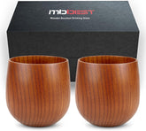 MBBEST handcrafted wooden whiskey glasses set of 2 with rich grain for refined tasting