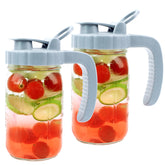 MBSRITY Mason Pitcher 32oz with pour-spout lid for mess-free pouring.