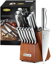 McCook built-in sharpener in knife block for convenient edge maintenance.