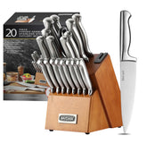 McCook 8-inch chef knife in hand for precise, comfortable slicing.