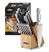 McCook knife block with built-in sharpener for compact storage and on-demand edge care.
