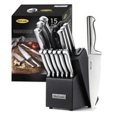 McCook knife set in wooden block with built-in sharpener for easy maintenance