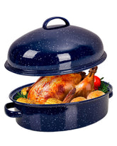 MCCSI roasting pan with lid and rack for large roasts; easy to use.