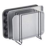 MDESIGN pot lid and pan rack front view keeps pans accessible and organized.