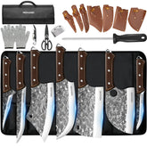 MDHAND 14-piece butcher knife set with roll bag for organized storage and transport