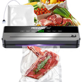 MDHAND vacuum sealer front view in sleek stainless design for compact kitchens.