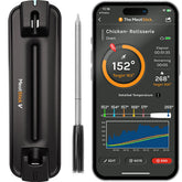 MeatStick V probe in oven, showcasing high-heat readiness for searing precision.