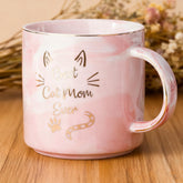 Mecai Cat Mom Mug with gold marbling for stylish mornings