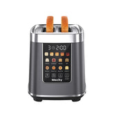 Mecity 2-slice toaster front view with touch screen for quick browning