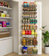 Mefirt 9-tier over-the-door organizer in black metal for durable storage