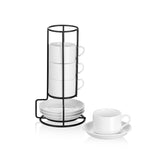 Meichu espresso cups with saucers and stand for organized, social coffee moments.