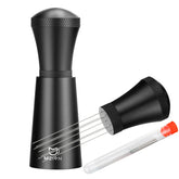 MEION WDT espresso distribution tool stand shown for neat setup and even dispersion