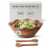 Melvvi large salad bowl 12-inch with acacia grain for stylish family meals