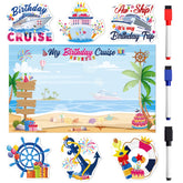 MENIFEND birthday cruise door magnets with colorful seaside graphics for a festive cabin entrance