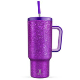 Meoky 40oz tumbler with handle and straw in lavender for easy, spill-free sipping.