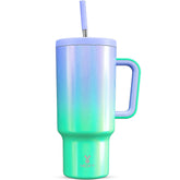 Meoky 40oz tumbler with handle keeps beverages cold for hours and easy on the go.