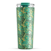 Meoky Emerald Bloom travel mug with leak-proof lid ready for daily use.
