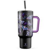 Meoky glow-in-the-dark butterfly tumbler glows after light exposure for night visibility