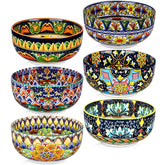 Meolibour ceramic cereal bowls set of 6 in vibrant bohemian pattern, ideal for family meals