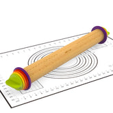 Mepple wooden rolling pin with rings for even dough thickness