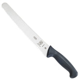 Mercer Millennia bread knife blade close-up showing sharp Japanese steel for lasting edge