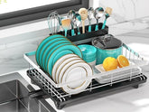 MERRYBOX stainless dish rack on counter showing rust-proof durability