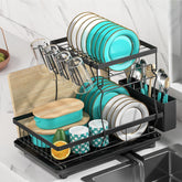 MERRYBOX two-tier rack with utensil holder keeps utensils organized while drying