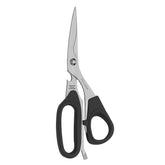 Messermeister Take-Apart Utility Shears closed for compact storage and quick cleaning.