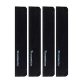 Messermeister edge-guard black 4-piece set protects steak knives during storage.