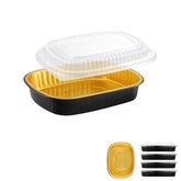 MESTAEK oval foil pan with lid, durable take-out option for meals on the go.
