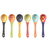 Metahom ceramic small serving spoon in bright yellow, ideal for soups and cereals.