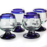 MEXTEQUIL shot glasses with cobalt blue rim for stylish tequila tastings