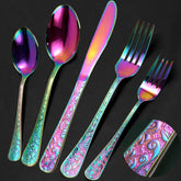 Meythway rainbow silverware 40-piece set for vibrant family meals