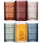 Mfacoy blue hobnail glass 12oz with beaded texture for stylish cocktails.