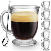 Mfacoy glass coffee mugs with a comfortable handle for hot drinks