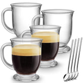 Mfacoy glass coffee mugs set4 with 15oz capacity and easy-to-grip handles