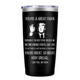 MFGNEH Papa gifts 20oz tumbler keeps drinks hot or cold on the go.