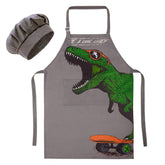 MHJY dinosaur kids apron with pockets for cooking and learning.