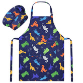 MHJY kids apron with dinosaur graphic and pocket storage for cooking