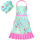 MHJY kids apron with floral pleated front for baking fun