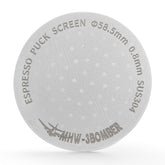 MHW-3BOMBER 58mm puck screen front view for precise espresso filtration