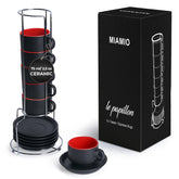 MIAMIO Le Papillon red espresso cups with saucers for elegant mornings.